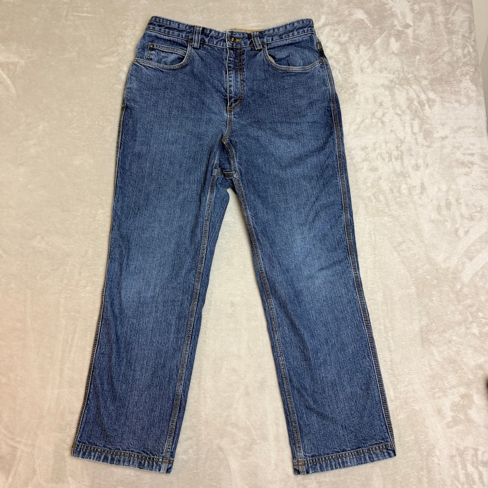 Duluth Trading Co Flex Ballroom Jeans Mens 34x30 (Fit 33x28) Blue Workwear